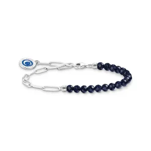 Thomas Sabo Silver Jewellery Thomas Sabo Sterling Silver Charmista Blue Bead 17cm Charm Bracelet