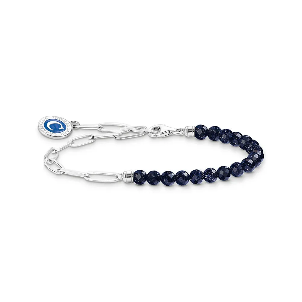 Thomas Sabo Silver Jewellery Thomas Sabo Sterling Silver Charmista Blue Bead 19cm Charm Bracelet