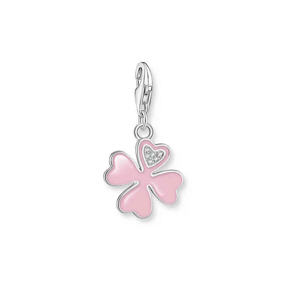 Thomas Sabo Silver Jewellery Thomas Sabo Sterling Silver Charmista Pink Clover Leaf CZ Charm