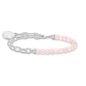 Thomas Sabo Silver Jewellery Thomas Sabo Sterling Silver Charmista Rose Quartz Belcher 14-17cm Bracelet