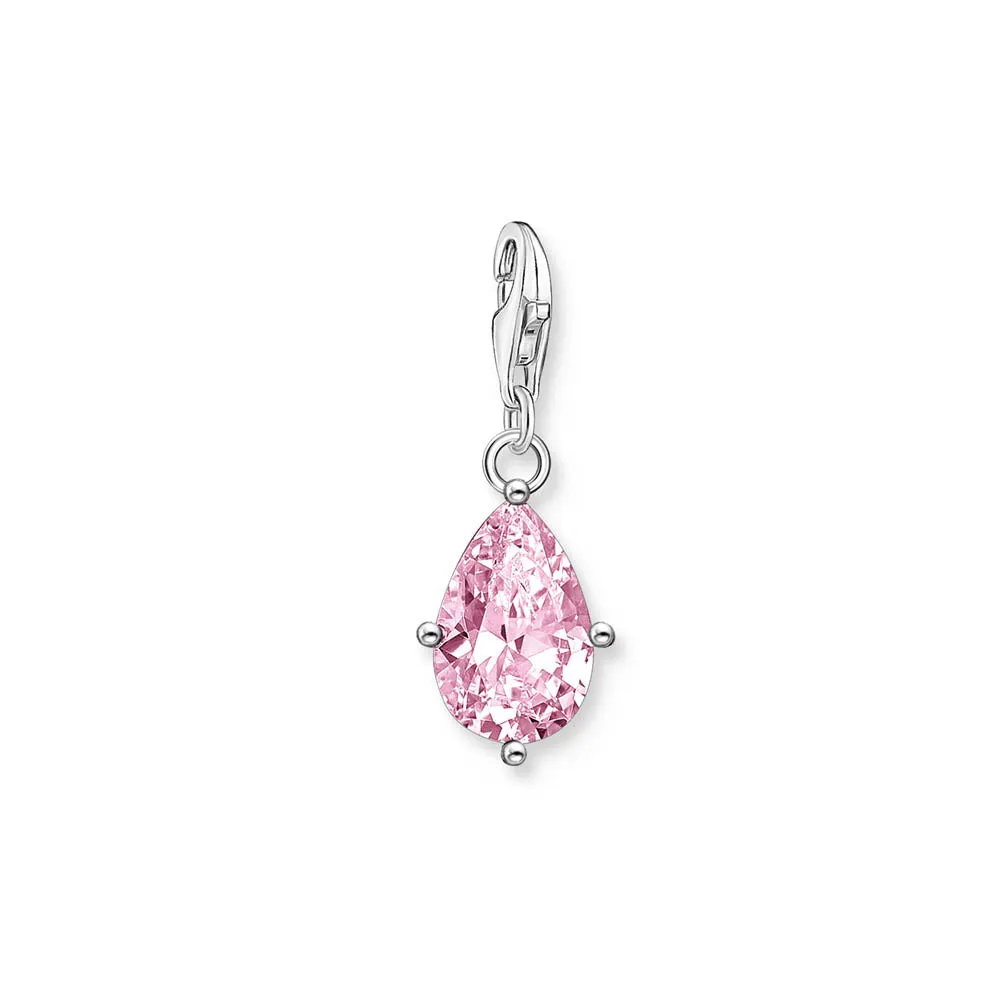 Thomas Sabo Silver Jewellery Thomas Sabo Sterling Silver Charmista Teardrop Pink CZ Charm