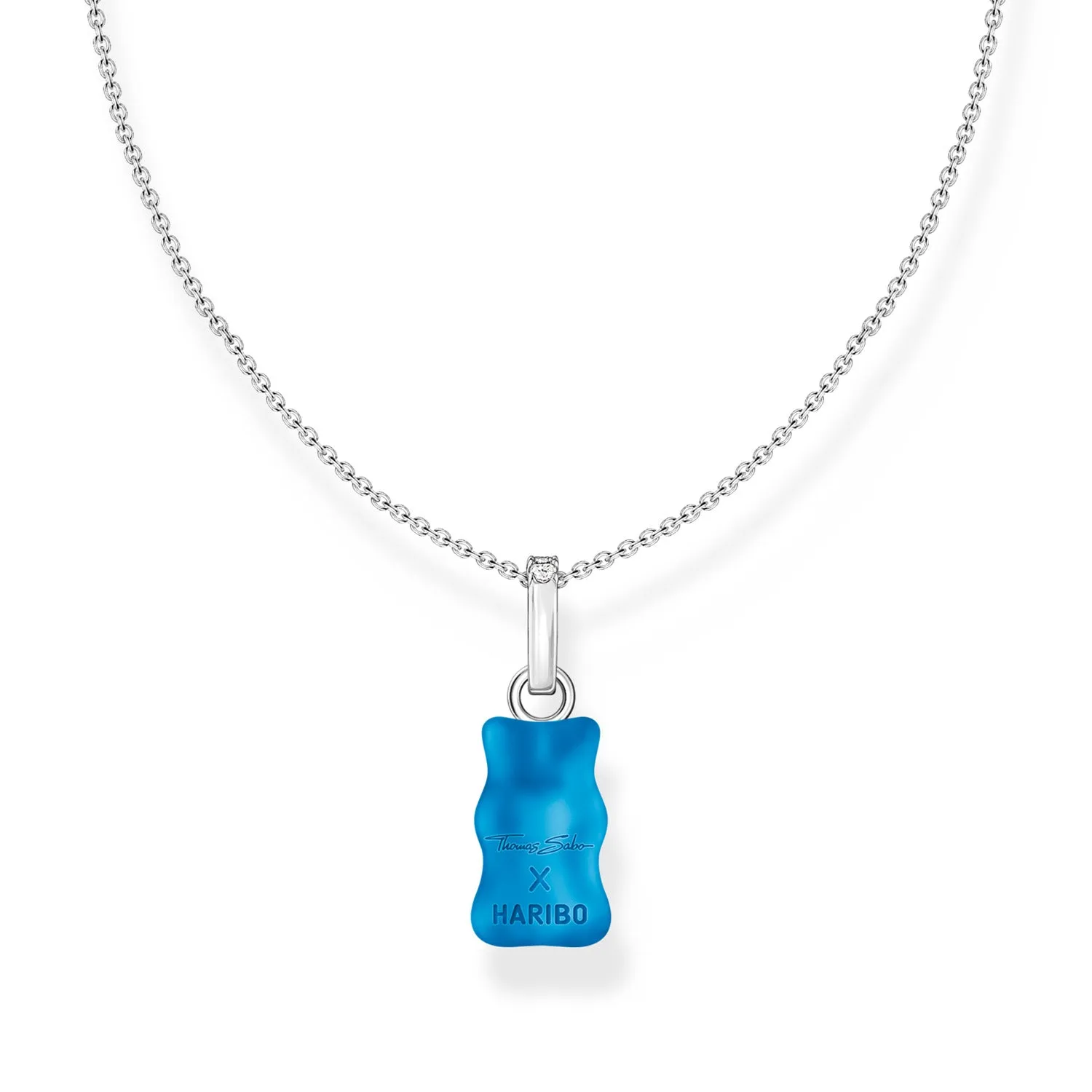 Thomas Sabo Silver Jewellery Thomas Sabo Sterling Silver Haribo Blue Blueberry Bear Pendant on 40-45cm Chain