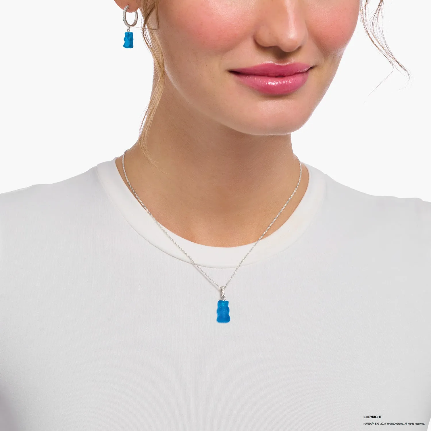 Thomas Sabo Silver Jewellery Thomas Sabo Sterling Silver Haribo Blue Blueberry Bear Pendant on 40-45cm Chain
