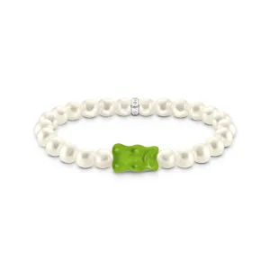 Thomas Sabo Silver Jewellery Thomas Sabo Sterling Silver Haribo Pearl Apple Green Bear 17cm Bracelet
