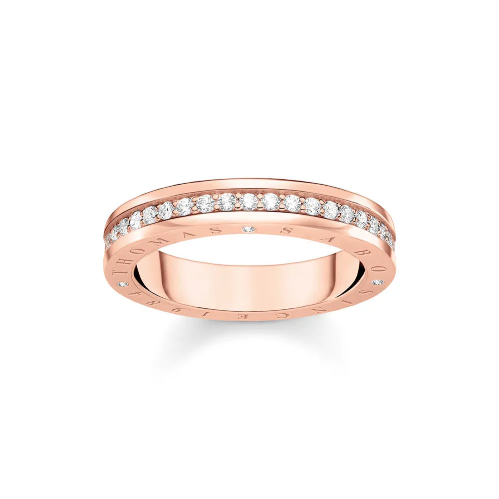 Thomas Sabo Silver Jewellery Thomas Sabo Sterling Silver Rose Gold Plated Sparkling Circles Cubic Zirconia Ring