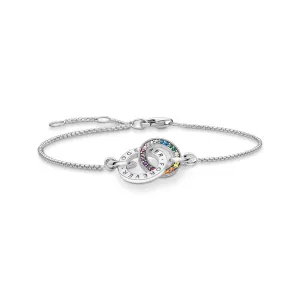 Thomas Sabo Silver Jewellery Thomas Sabo Sterling Silver Togather Rings Rainbow CZ 16-19cm Bracelet