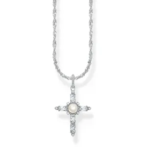 Thomas Sabo Silver Jewellery Thomas Sabo Sterling Silver True Romance Cubic Zirconia Pearl Cross Pendant On 40 45cm Chain