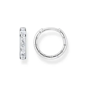 Thomas Sabo Womens Earrings Hoop earrings white stones pavé silver